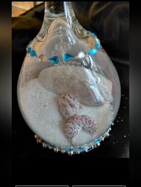 Wine Bottle Seashell Display